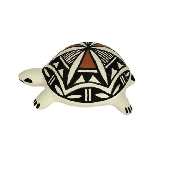 Vintage Old Acoma NM Pottery Native American Clay Turtle Figurine Signed CS - Picture 4 of 11